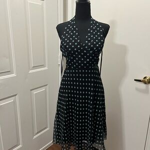 B Darlin Black and Blue Polka Dot Backless Dress